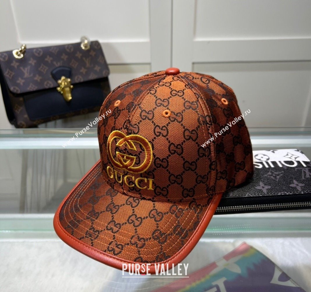 Gucci GG Canvas Baseball hat with Interlocking G Orange 2024 0513 (A-240514061)