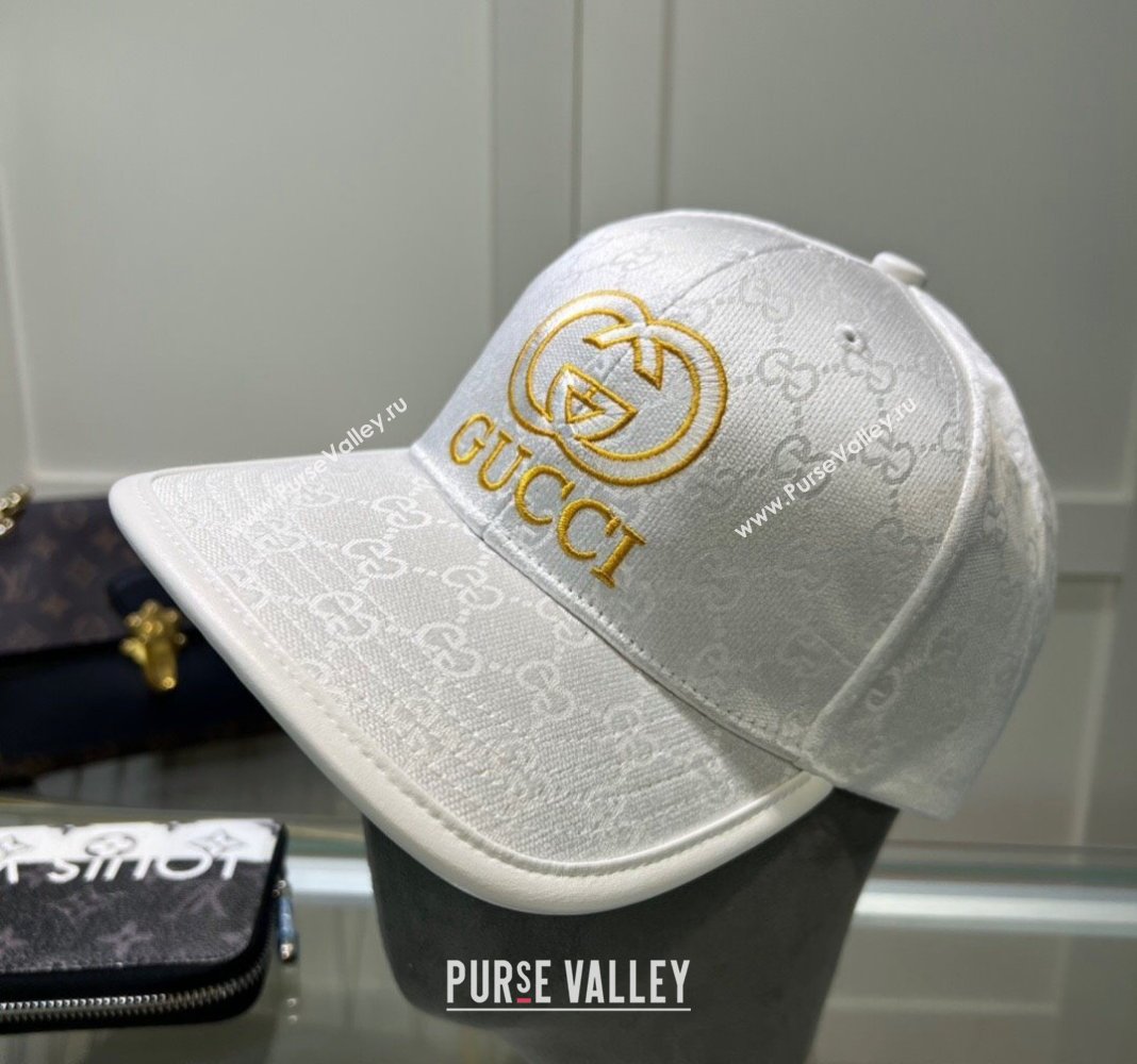 Gucci GG Canvas Baseball hat with Interlocking G White 2024 0513 (A-240514064)