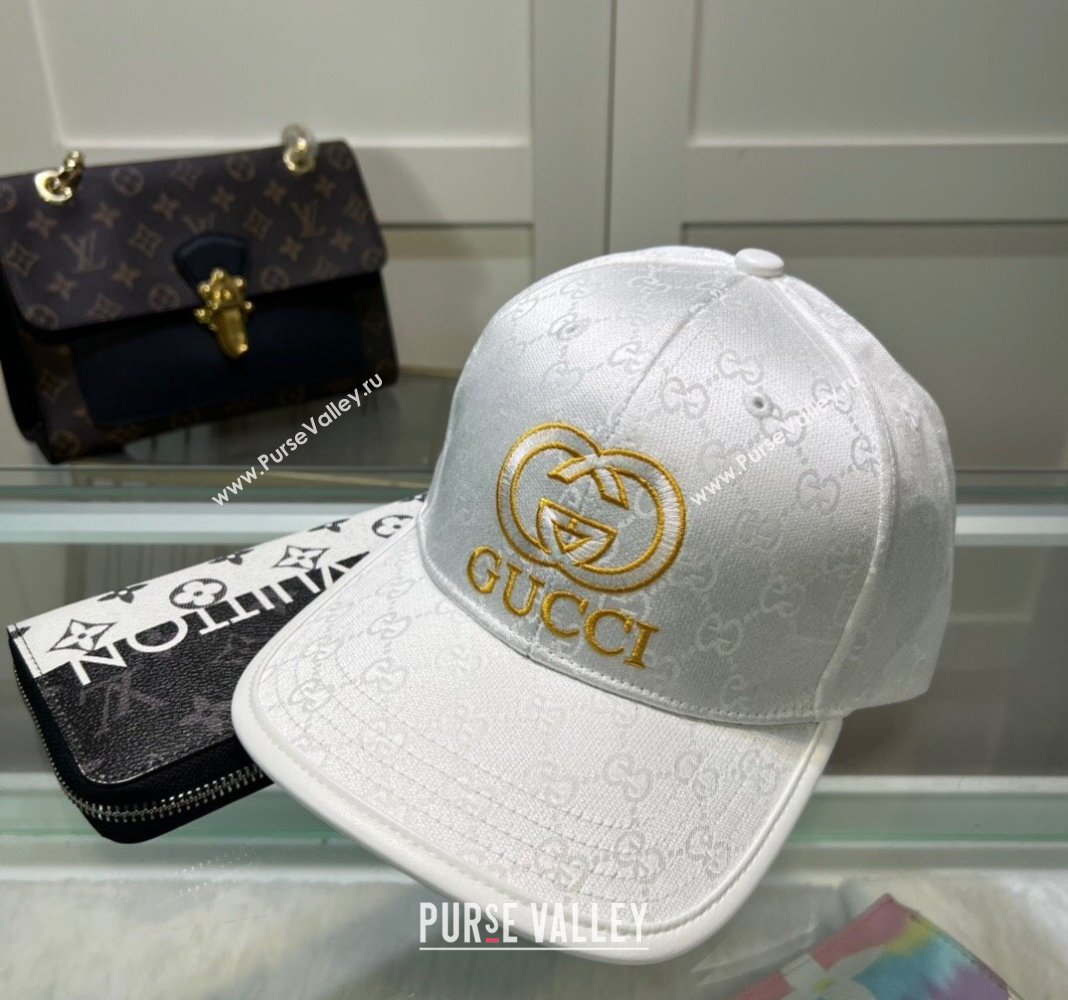 Gucci GG Canvas Baseball hat with Interlocking G White 2024 0513 (A-240514064)
