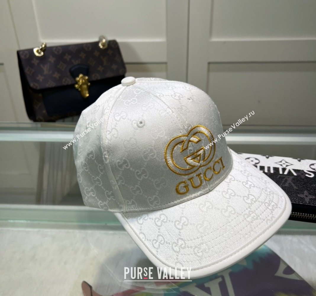 Gucci GG Canvas Baseball hat with Interlocking G White 2024 0513 (A-240514064)