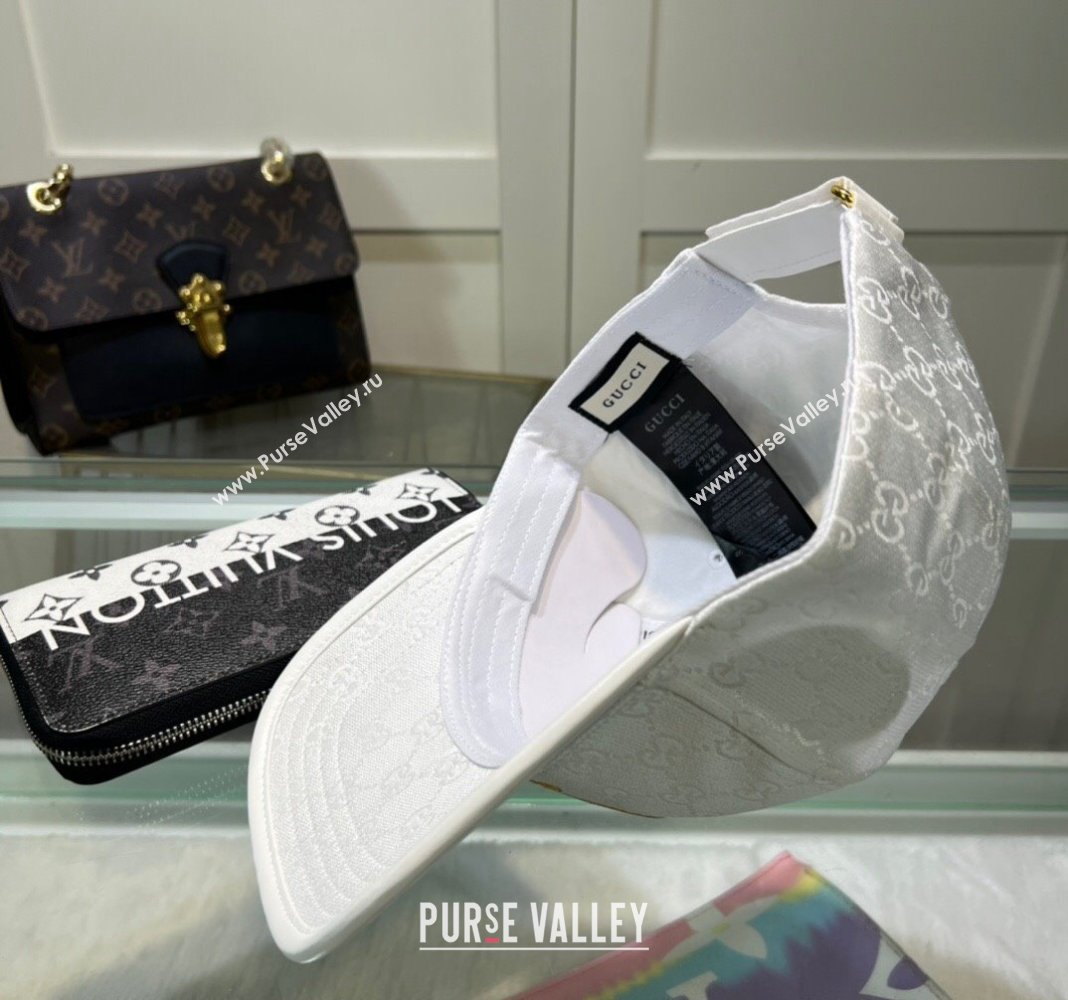 Gucci GG Canvas Baseball hat with Interlocking G White 2024 0513 (A-240514064)