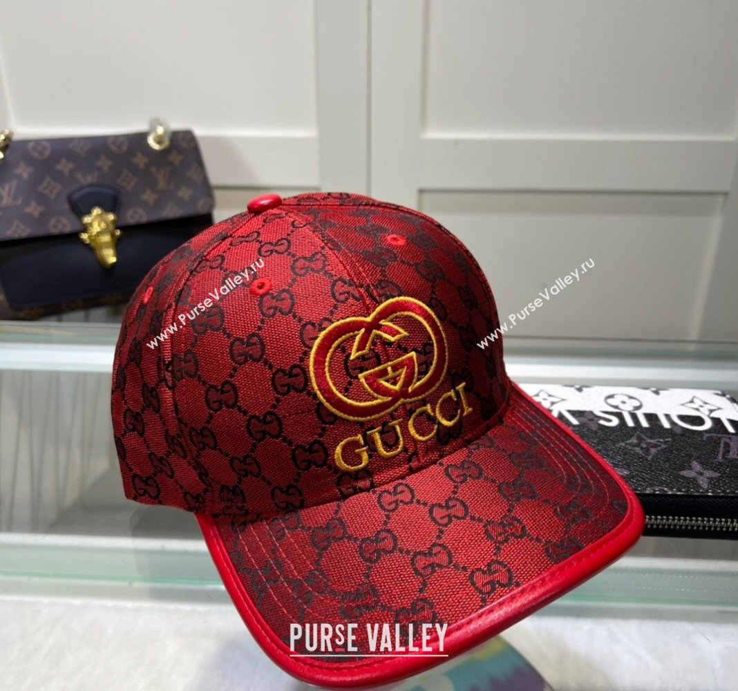 Gucci GG Canvas Baseball hat with Interlocking G Red 2024 0513 (A-240514065)