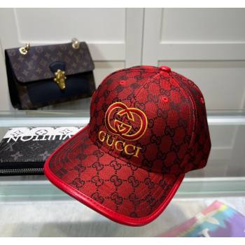 Gucci GG Canvas Baseball hat with Interlocking G Red 2024 0513 (A-240514065)