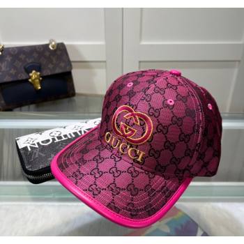 Gucci GG Canvas Baseball hat with Interlocking G Dark Pink 2024 0513 (A-240514066)