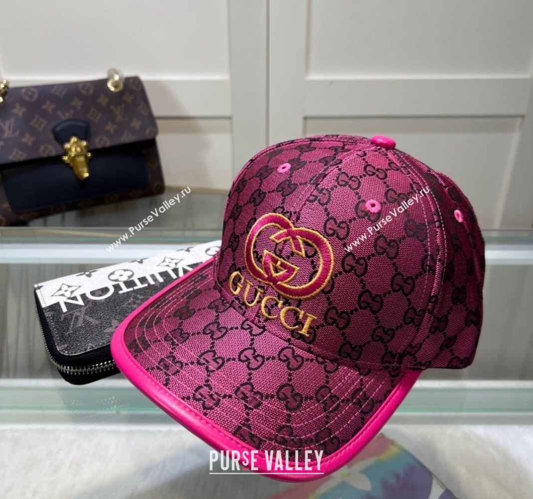 Gucci GG Canvas Baseball hat with Interlocking G Dark Pink 2024 0513 (A-240514066)