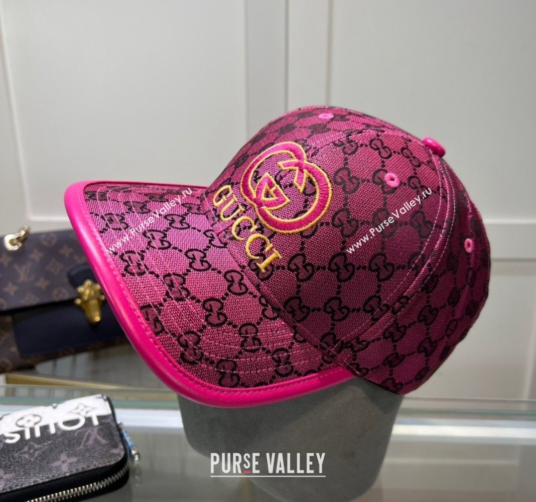 Gucci GG Canvas Baseball hat with Interlocking G Dark Pink 2024 0513 (A-240514066)
