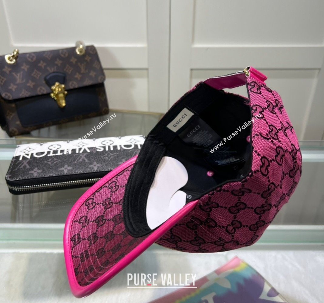 Gucci GG Canvas Baseball hat with Interlocking G Dark Pink 2024 0513 (A-240514066)