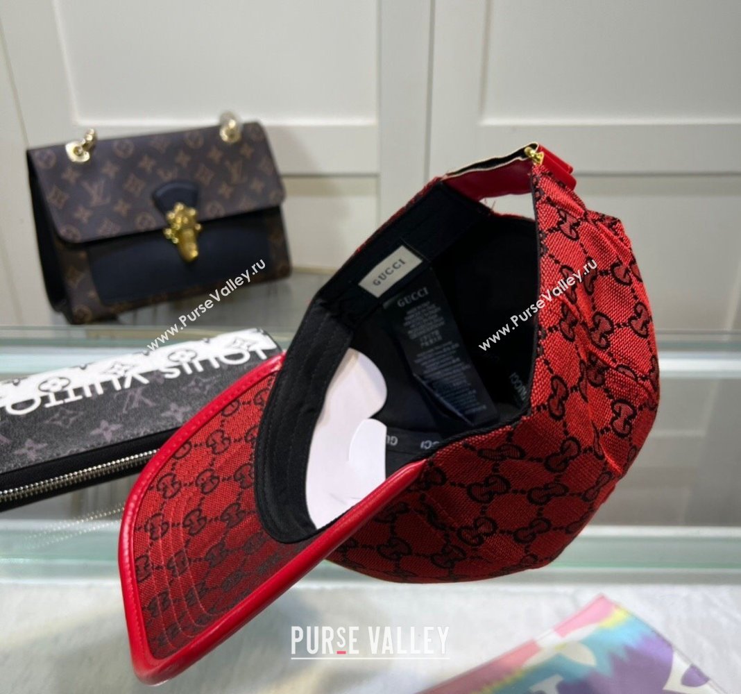 Gucci GG Canvas Baseball hat with Interlocking G Red 2024 0513 (A-240514065)