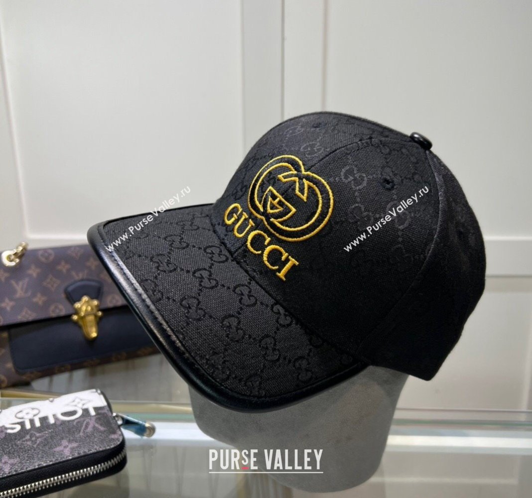 Gucci GG Canvas Baseball hat with Interlocking G Black 2024 0513 (A-240514067)