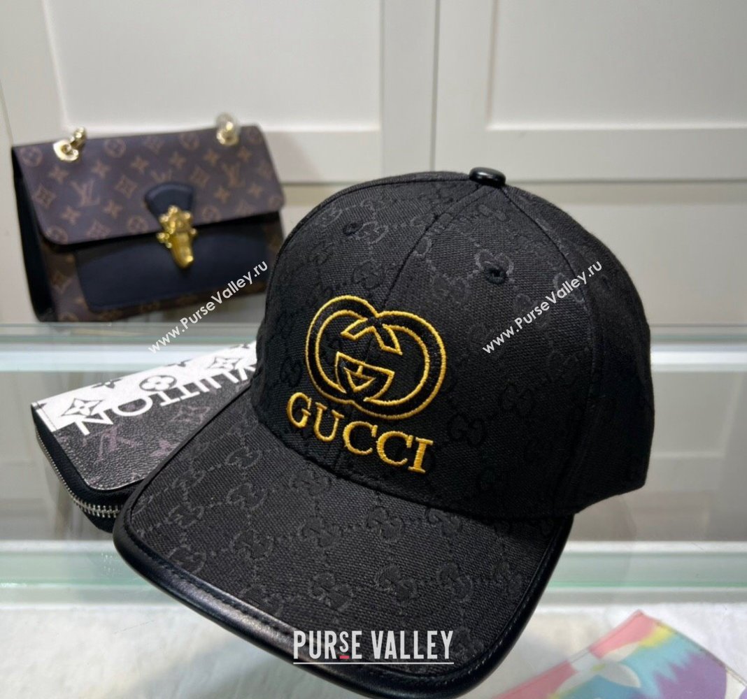 Gucci GG Canvas Baseball hat with Interlocking G Black 2024 0513 (A-240514067)