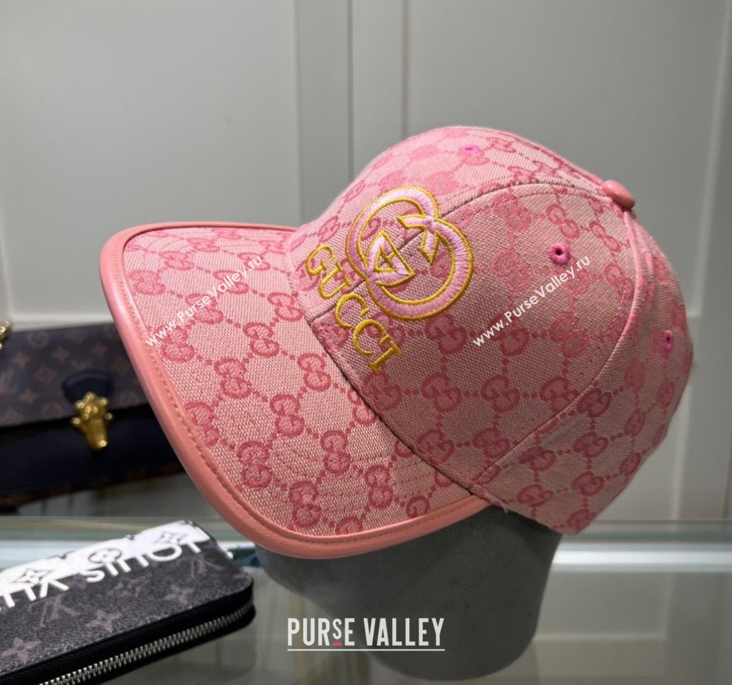 Gucci GG Canvas Baseball hat with Interlocking G Light Pink 2024 0513 (A-240514068)