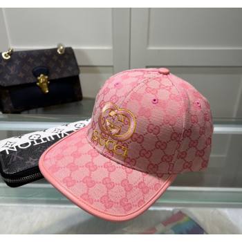 Gucci GG Canvas Baseball hat with Interlocking G Light Pink 2024 0513 (A-240514068)