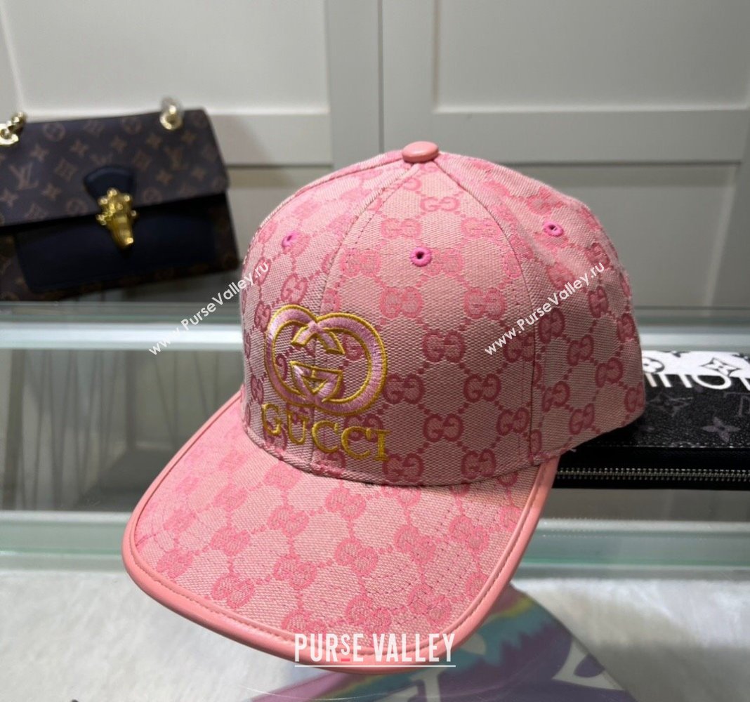 Gucci GG Canvas Baseball hat with Interlocking G Light Pink 2024 0513 (A-240514068)