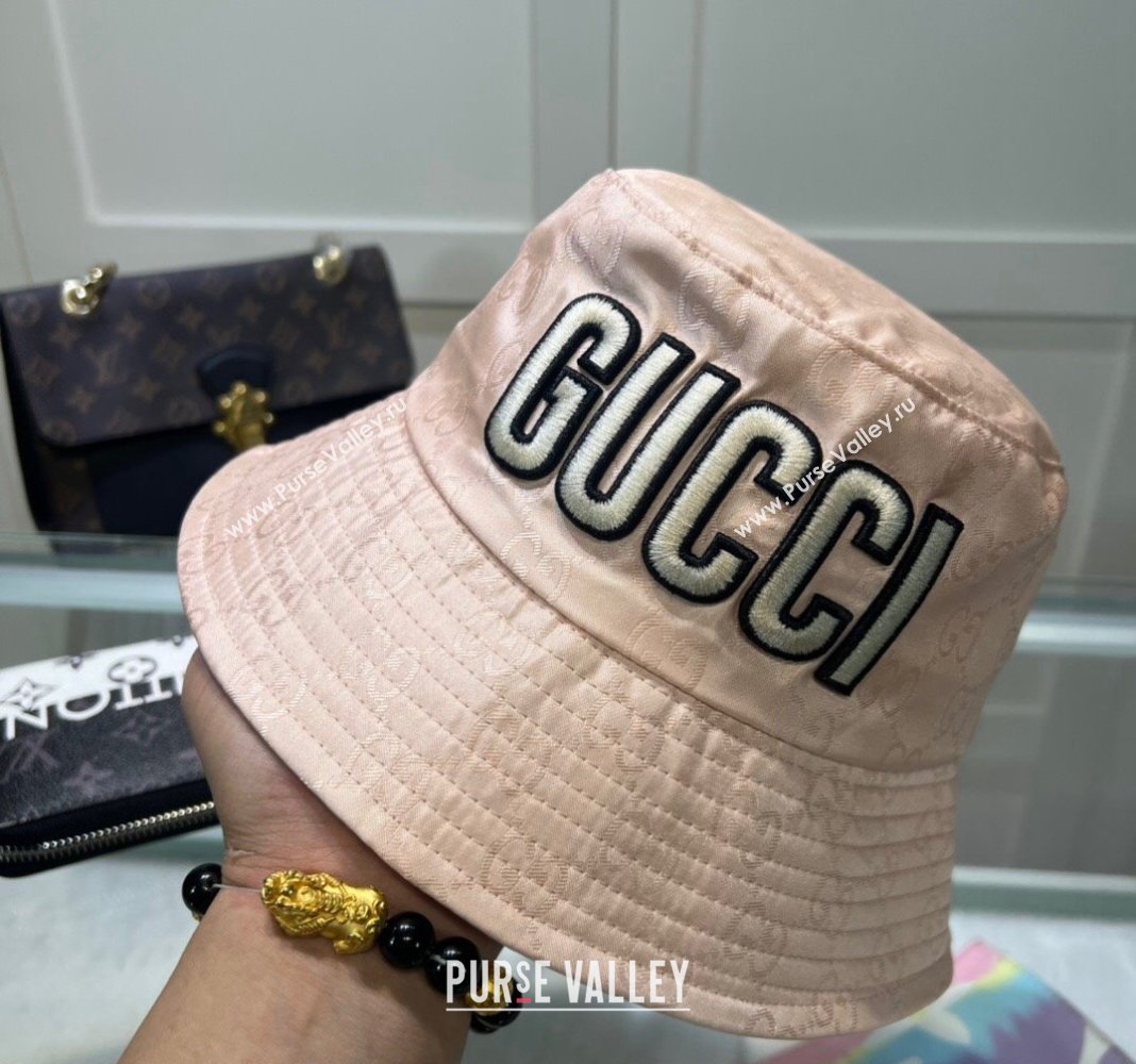 Gucci Shiny GG Bucket hat with Maxi GUCCI Light Pink 2024 0513 (A-240514071)