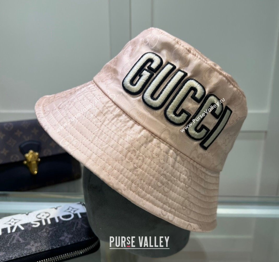 Gucci Shiny GG Bucket hat with Maxi GUCCI Light Pink 2024 0513 (A-240514071)