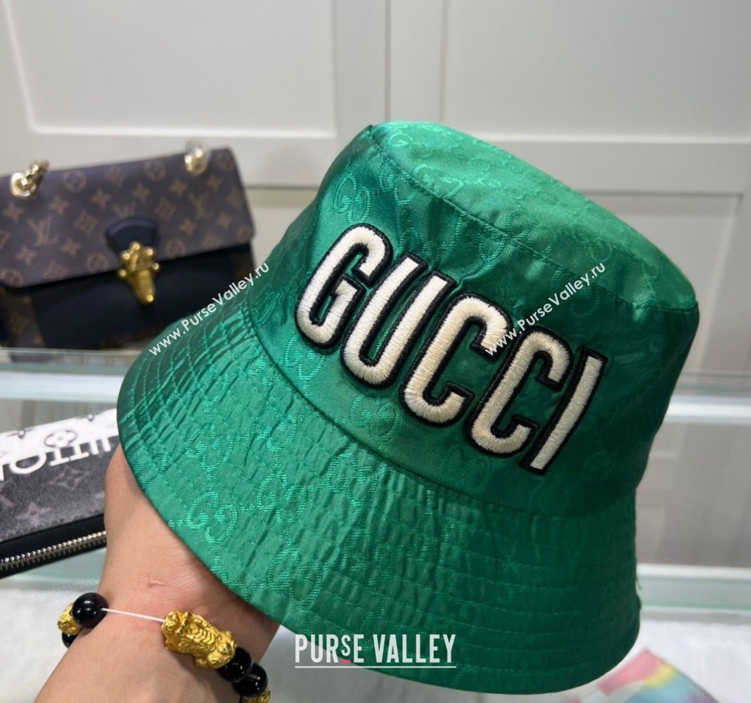 Gucci Shiny GG Bucket hat with Maxi GUCCI Green 2024 0513 (A-240514070)
