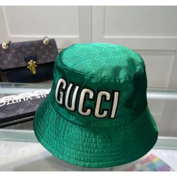 Gucci Shiny GG Bucket hat with Maxi GUCCI Green 2024 0513 (A-240514070)