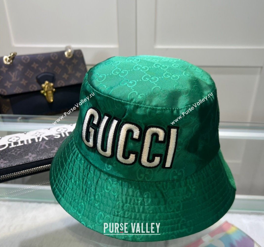 Gucci Shiny GG Bucket hat with Maxi GUCCI Green 2024 0513 (A-240514070)