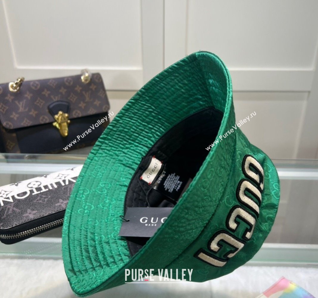 Gucci Shiny GG Bucket hat with Maxi GUCCI Green 2024 0513 (A-240514070)