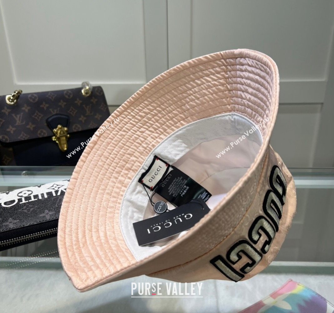 Gucci Shiny GG Bucket hat with Maxi GUCCI Light Pink 2024 0513 (A-240514071)