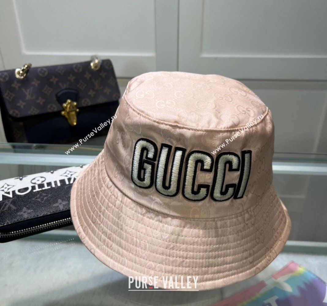 Gucci Shiny GG Bucket hat with Maxi GUCCI Light Pink 2024 0513 (A-240514071)