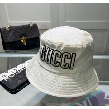 Gucci Shiny GG Bucket hat with Maxi GUCCI White 2024 0513 (A-240514072)