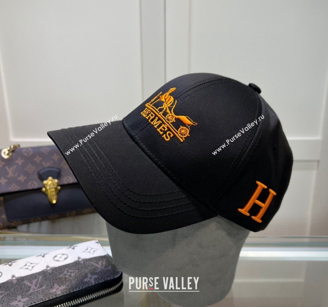 Hermes Canvas Baseball Hat Black 2024 0513 (A-240514078)