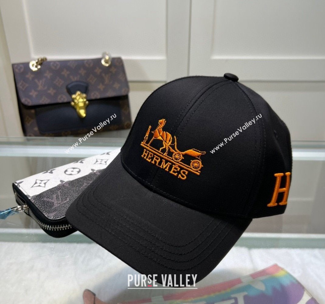 Hermes Canvas Baseball Hat Black 2024 0513 (A-240514078)