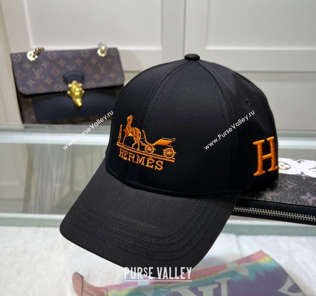 Hermes Canvas Baseball Hat Black 2024 0513 (A-240514078)