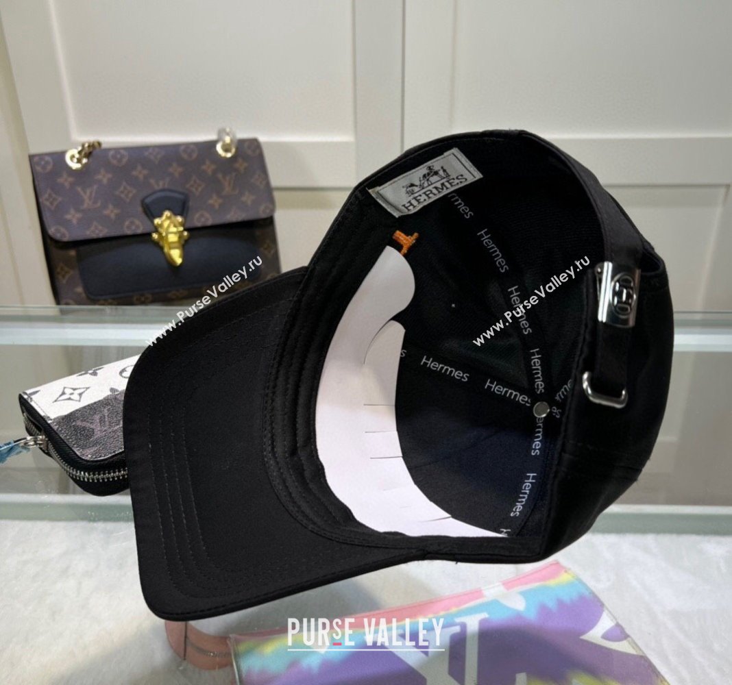 Hermes Canvas Baseball Hat Black 2024 0513 (A-240514078)