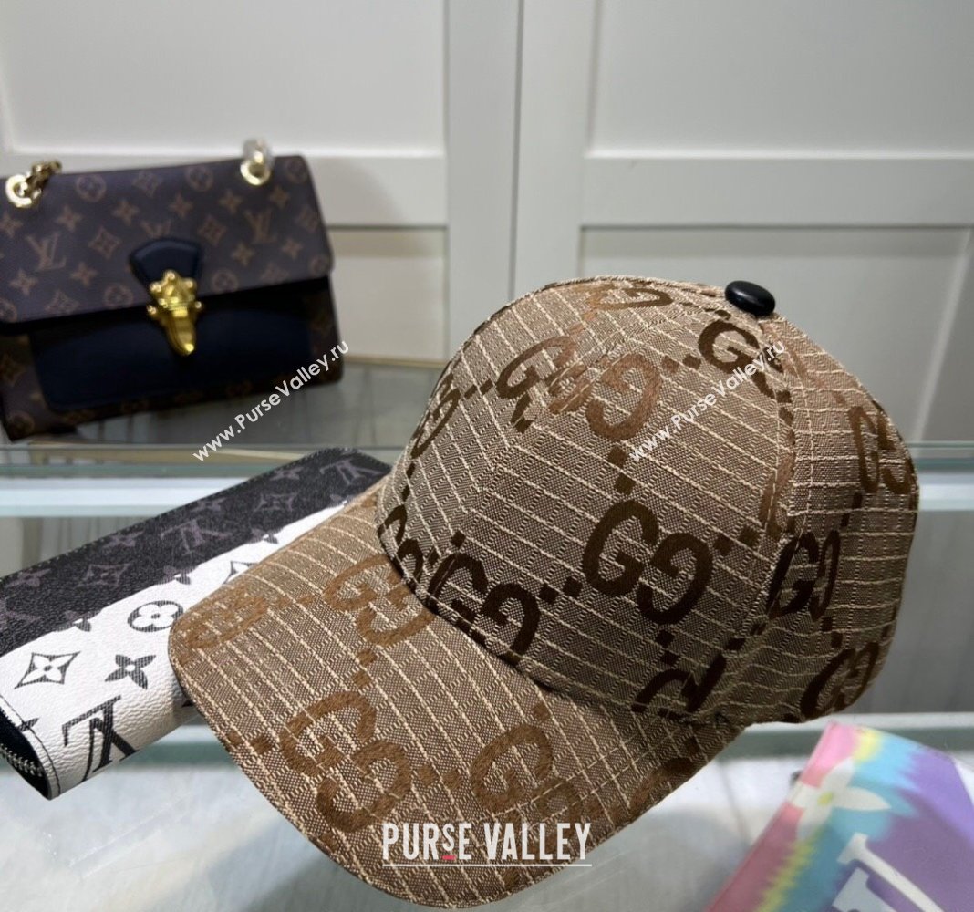 Gucci Maxi GG Canvas Baseball Hat Camel 2024 051302 (A-240514083)