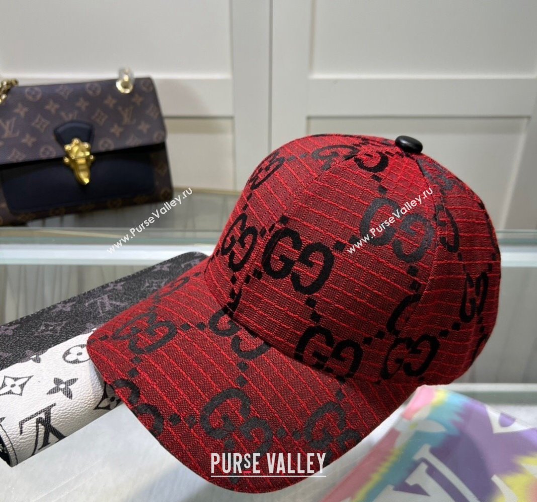 Gucci Maxi GG Canvas Baseball Hat Red 2024 051302 (A-240514085)