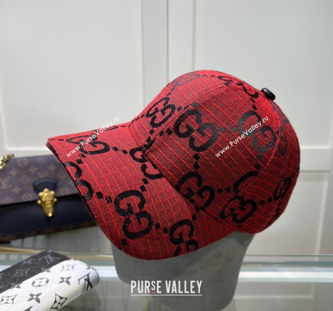 Gucci Maxi GG Canvas Baseball Hat Red 2024 051302 (A-240514085)