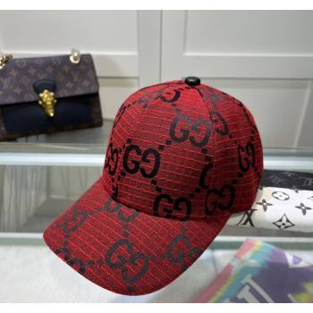 Gucci Maxi GG Canvas Baseball Hat Red 2024 051302 (A-240514085)