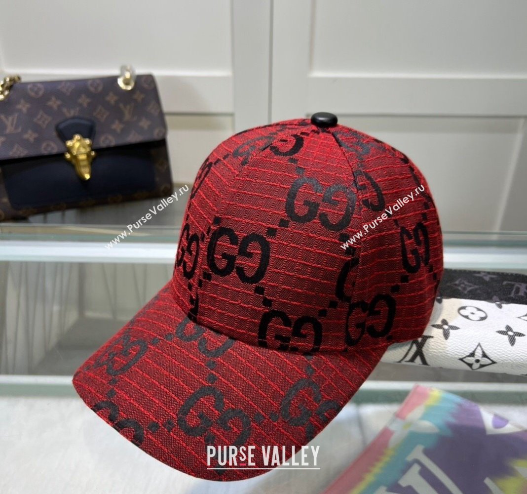 Gucci Maxi GG Canvas Baseball Hat Red 2024 051302 (A-240514085)