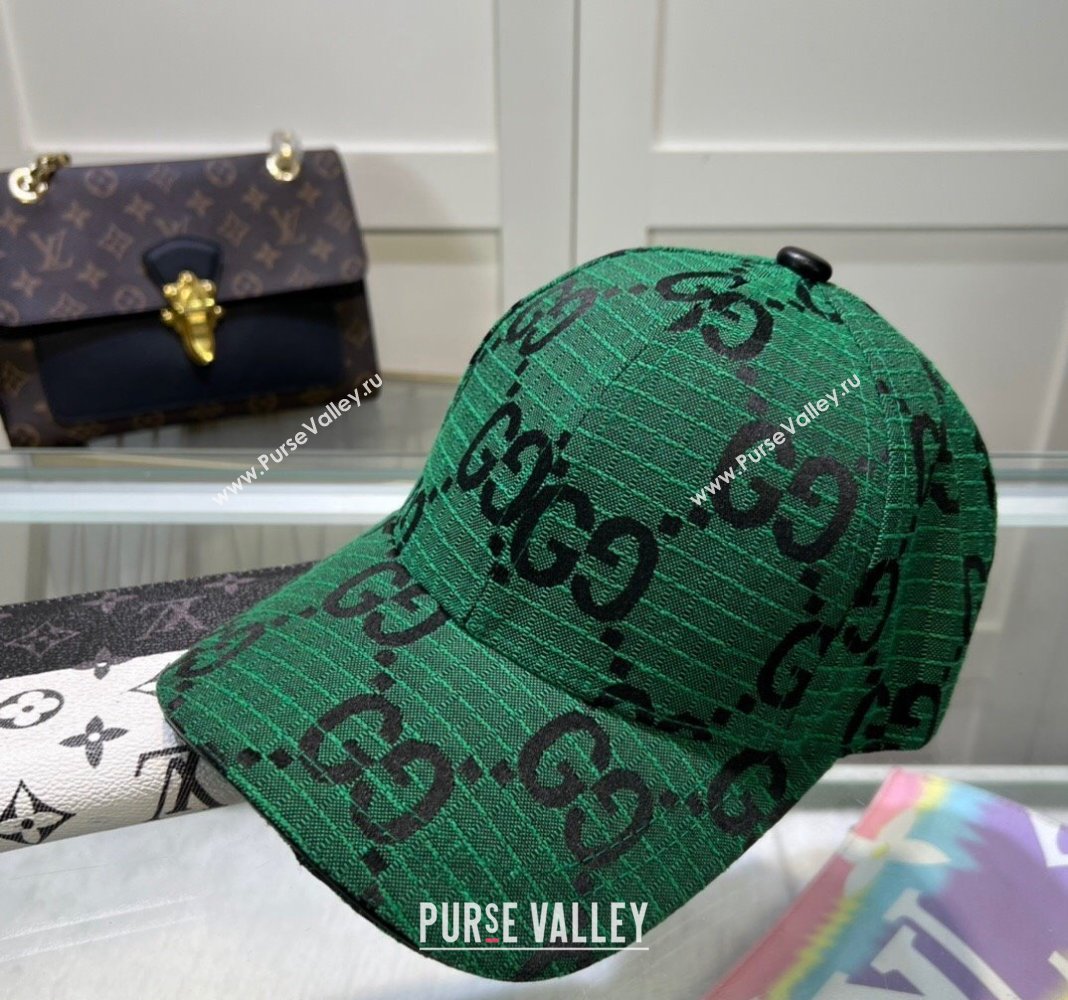 Gucci Maxi GG Canvas Baseball Hat Green 2024 051302 (A-240514086)