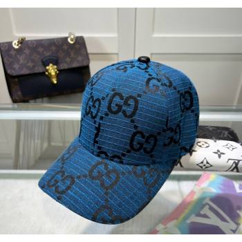 Gucci Maxi GG Canvas Baseball Hat Blue 2024 051302 (A-240514087)