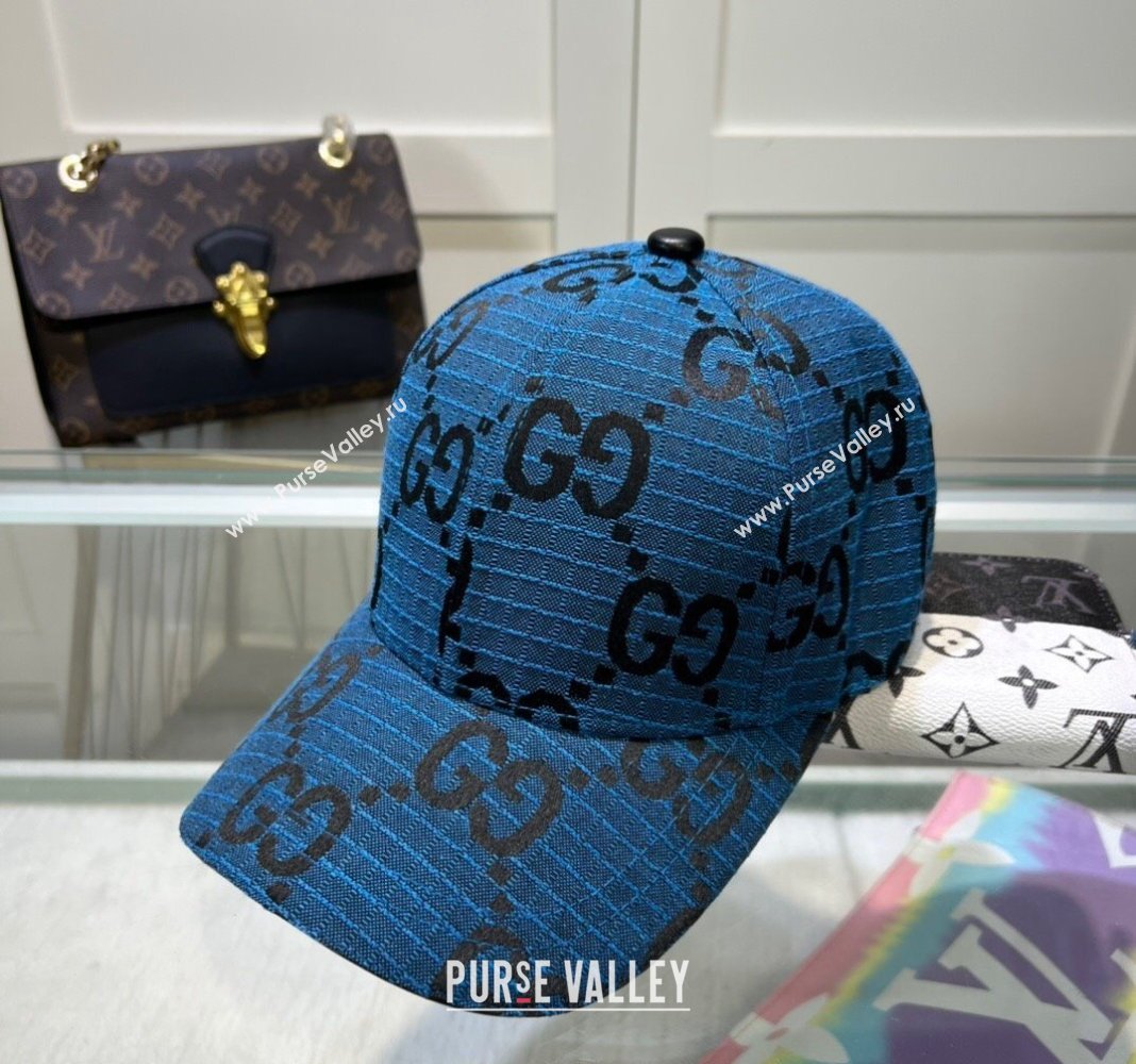 Gucci Maxi GG Canvas Baseball Hat Blue 2024 051302 (A-240514087)