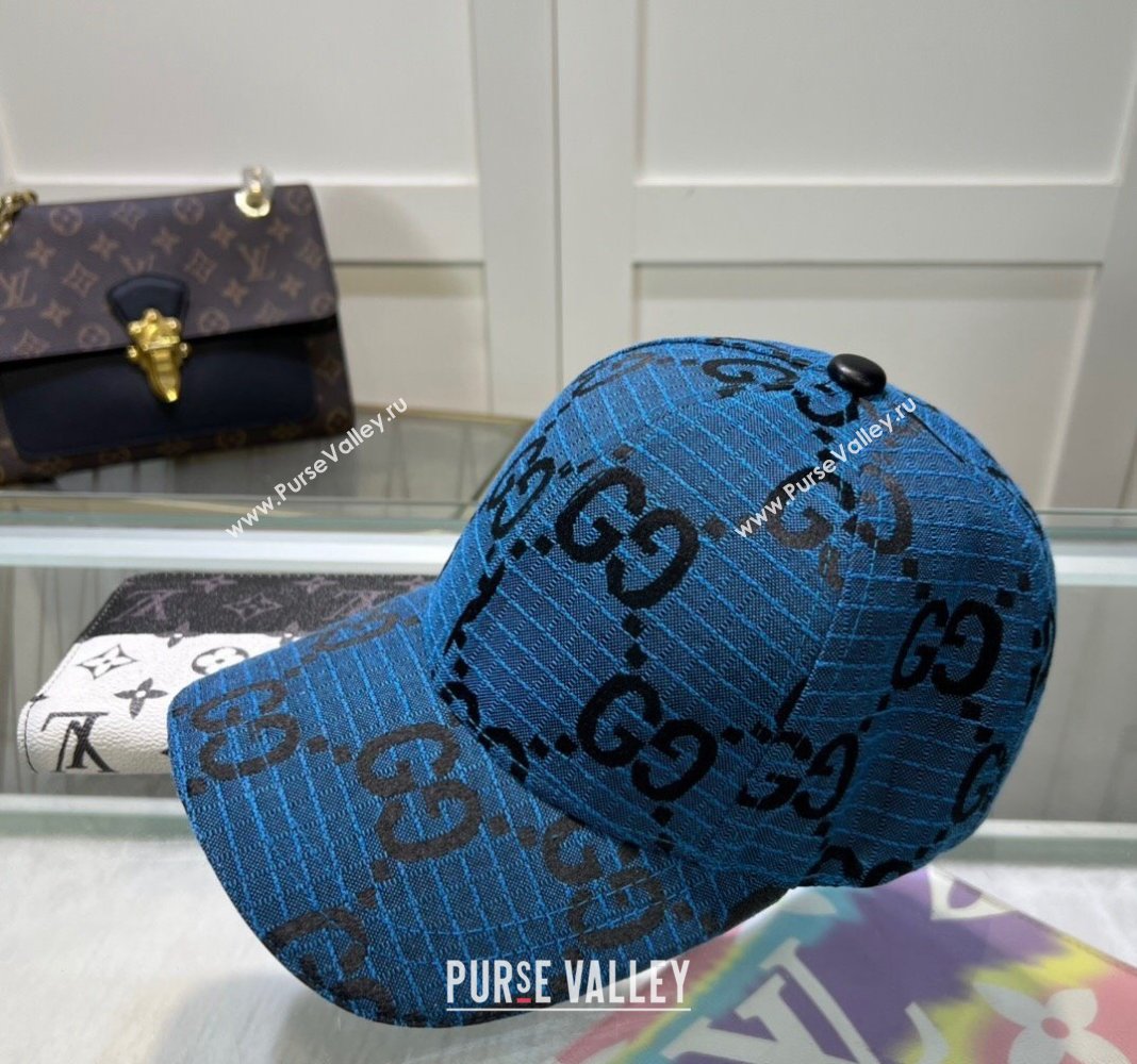 Gucci Maxi GG Canvas Baseball Hat Blue 2024 051302 (A-240514087)