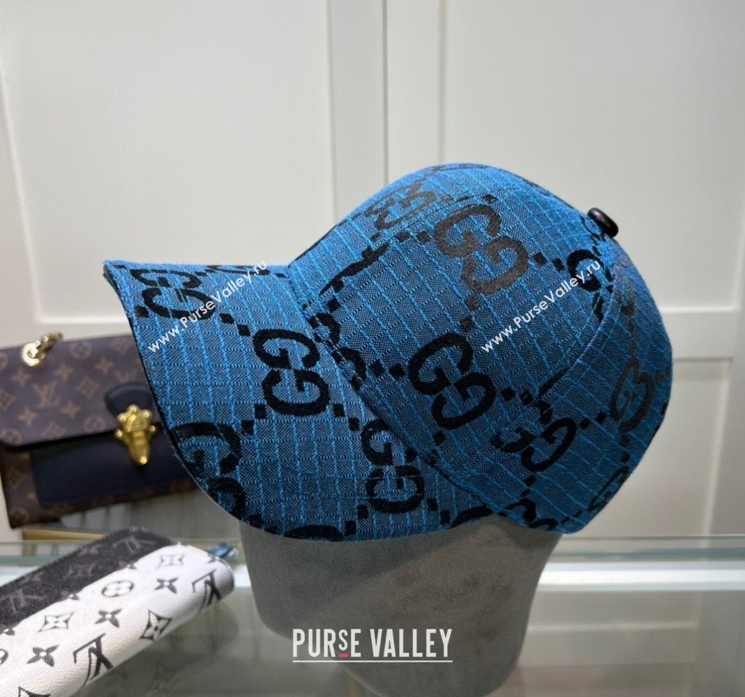 Gucci Maxi GG Canvas Baseball Hat Blue 2024 051302 (A-240514087)