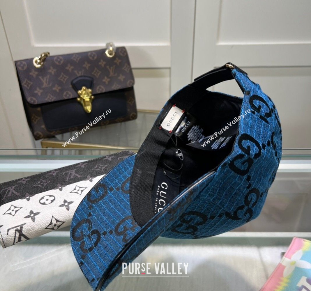 Gucci Maxi GG Canvas Baseball Hat Blue 2024 051302 (A-240514087)