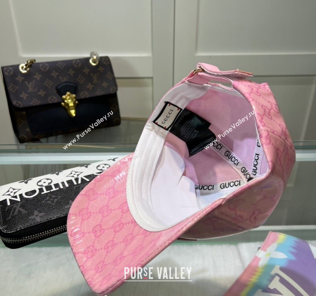 Gucci GG Crystal Canvas Baseball Hat Pink 2024 0513 (A-240514088)
