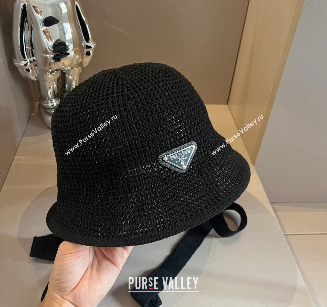 Prada Knit Bucket Hat Black 2024 0514 (XMN-240514039)