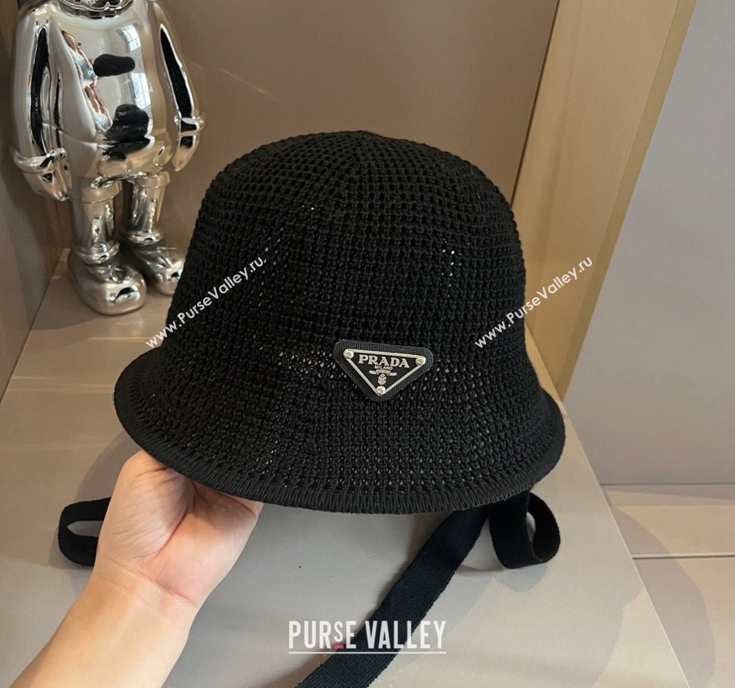 Prada Knit Bucket Hat Black 2024 0514 (XMN-240514039)