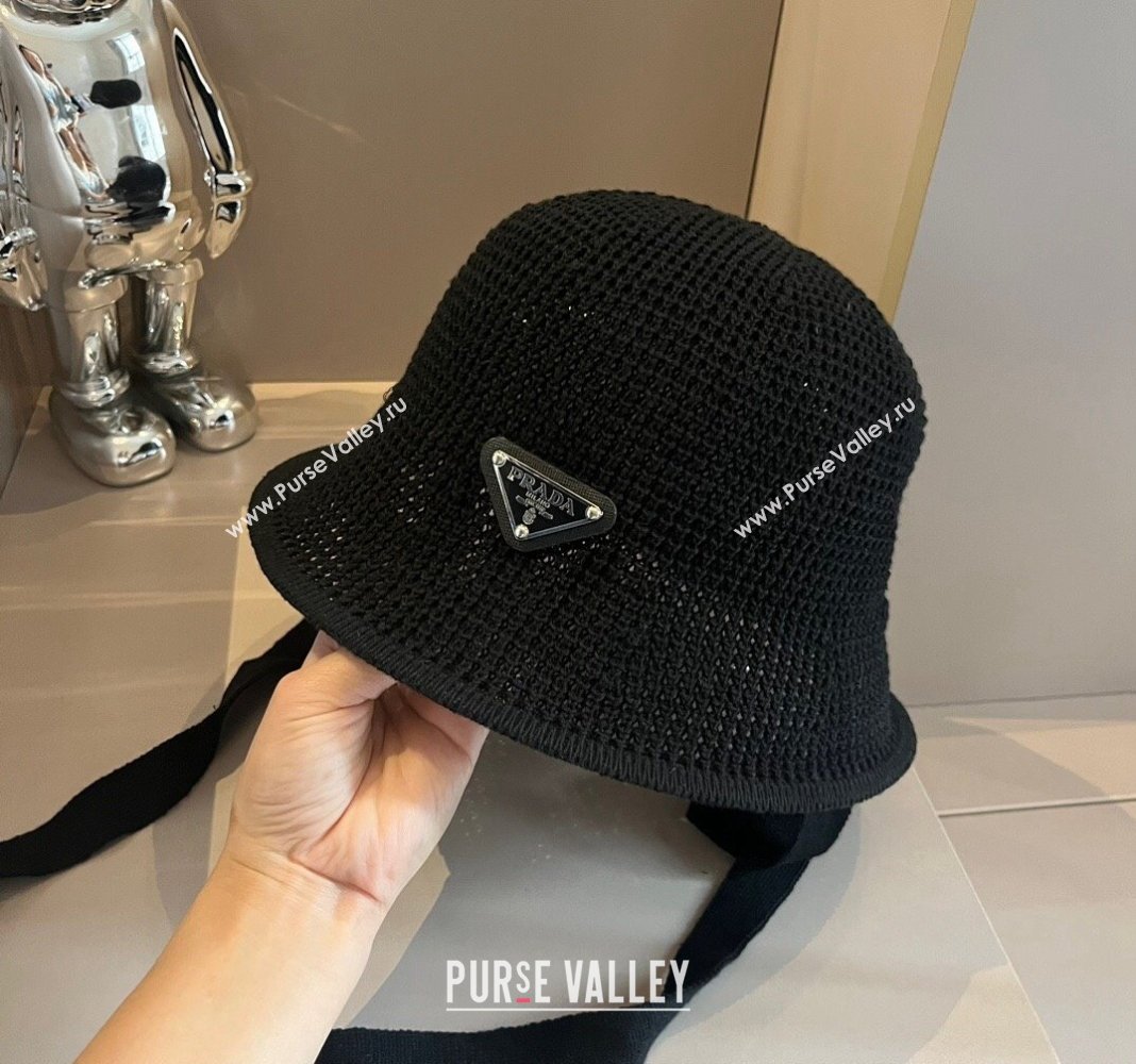 Prada Knit Bucket Hat Black 2024 0514 (XMN-240514039)
