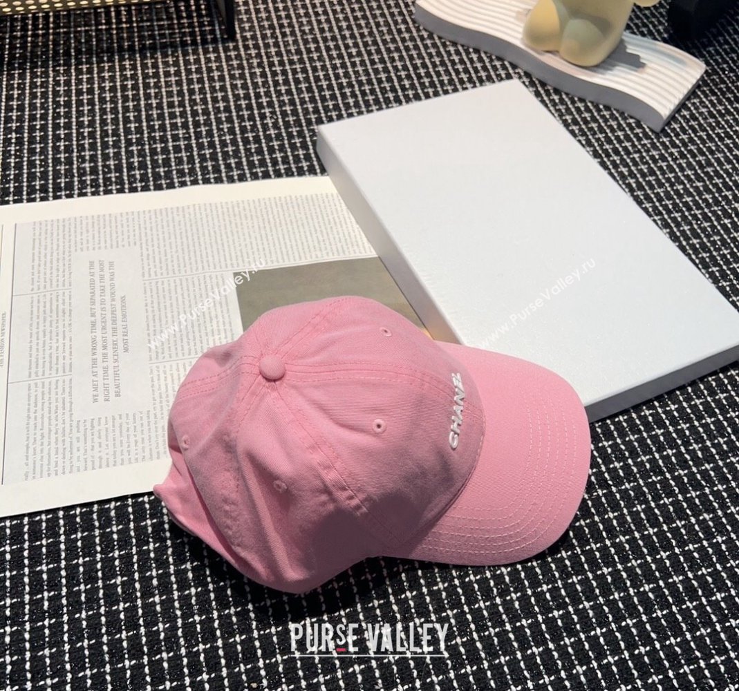 Chanel Canvas Baseball hat Light Pink 2024 051302 (A-240514101)