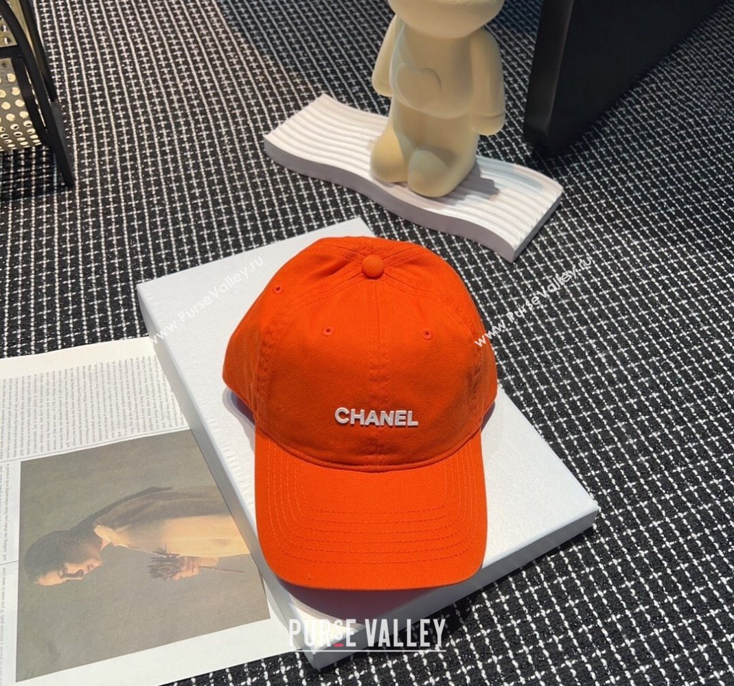 Chanel Canvas Baseball hat Orange 2024 051302 (A-240514103)