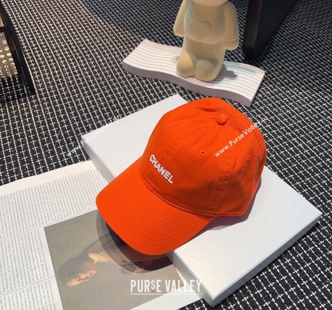 Chanel Canvas Baseball hat Orange 2024 051302 (A-240514103)