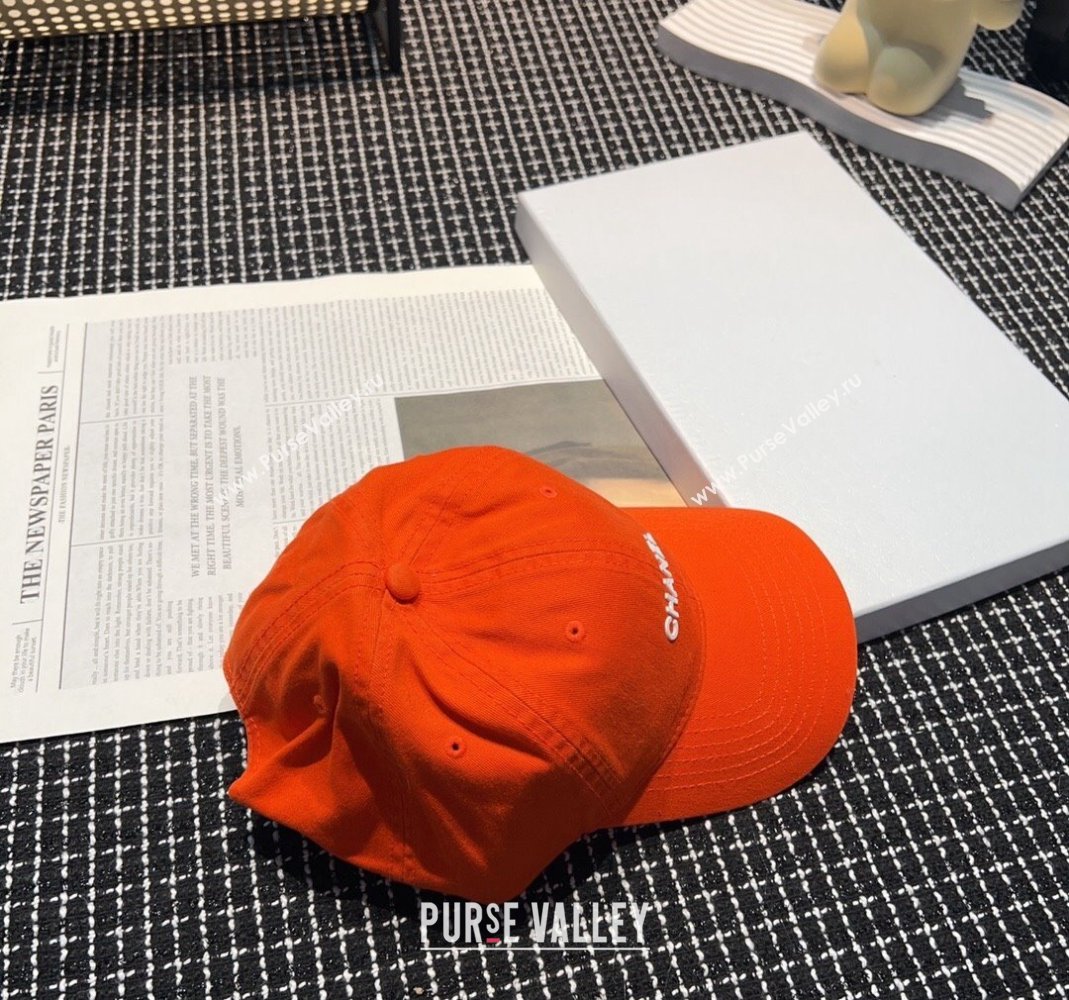 Chanel Canvas Baseball hat Orange 2024 051302 (A-240514103)
