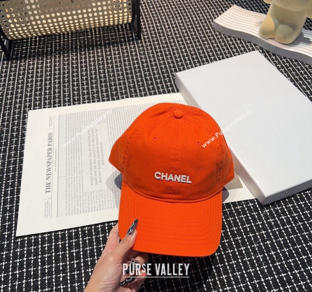 Chanel Canvas Baseball hat Orange 2024 051302 (A-240514103)